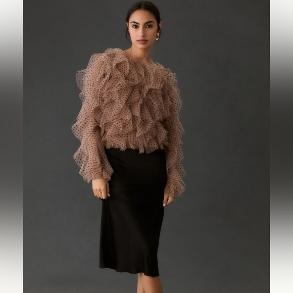 Anthropologie Dolan Left Coast Mesh Ruffle Top - Medium - Picture 4 of 12